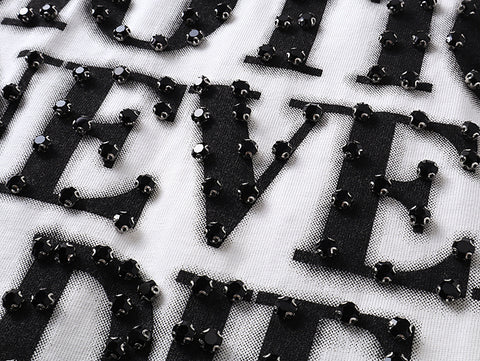 MIXED EMOTIO Emotions Never Die Black Distressed Text Graphic Short Sleeve T‑Shirt