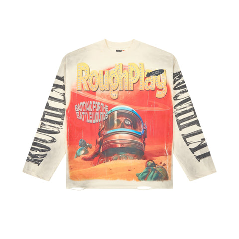 RoughPlay Astronaut Mars Vintage Distressed Long Sleeve Tee