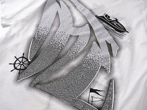 MIXED EMOTIO Cherub Jet‑Ski Silver Rhinestone Graphic Short Sleeve T‑Shirt
