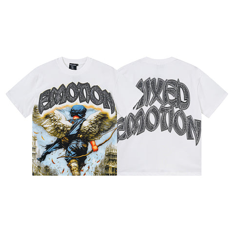 MIXED EMOTIO Winged Archer Angel Vintage Graphic Short Sleeve T‑Shirt