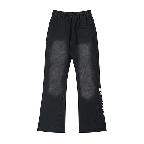 MIXED EMOTIO Cupid Cherub Vintage Black Flare Sweatpants