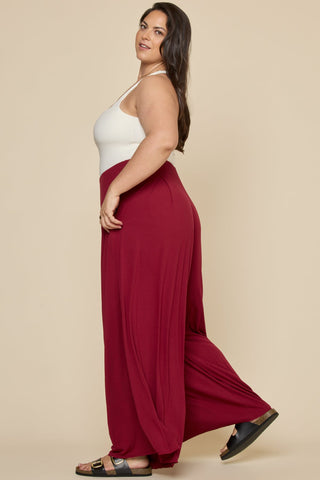 Go with the Flow Wide Leg Pant - Deep Cherry
