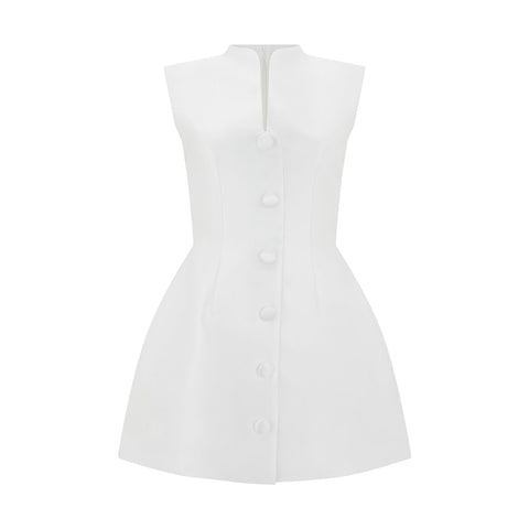 Satin Buttoned Mini Dress