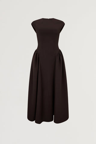 Cap Sleeve Gathered Midi Dress