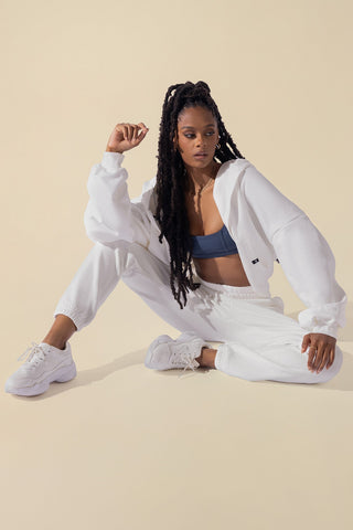 Cloud Rollover Sweatpant - White