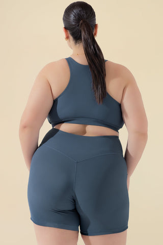 Crisscross Hourglass® Midi Shorts with Pockets (Ribbed) - Dark Navy