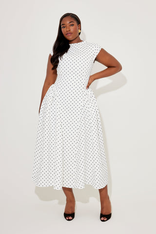 Cap Sleeve Gathered Midi Dress