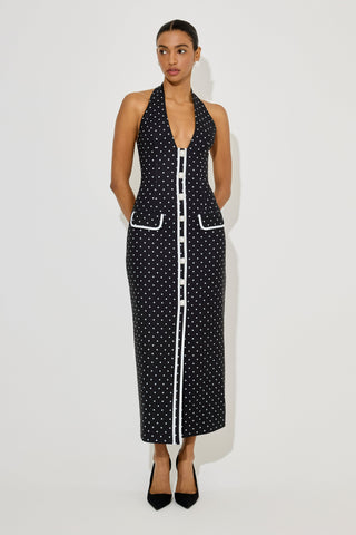 Polka Dot Button Midi Dress