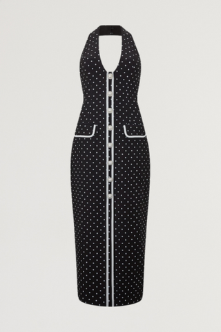 Polka Dot Button Midi Dress