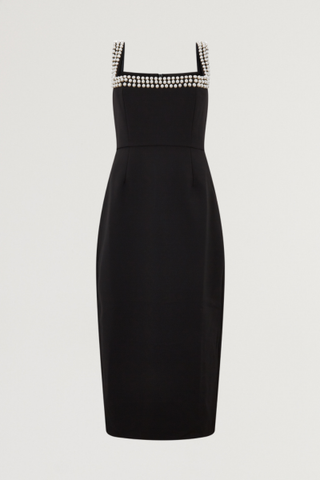Pearl Trim Midi Dress