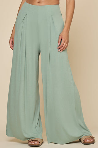 Go with the Flow Wide Leg Pant - Evening Moss