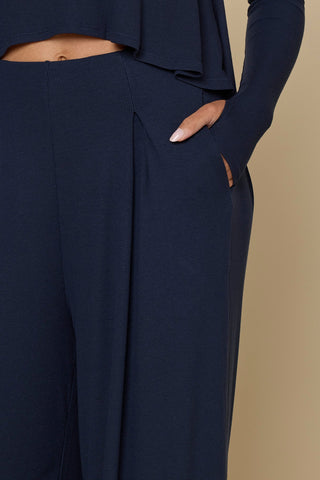 Go with the Flow Wide Leg Pant - Cosmic Navy