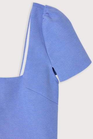 Linen Mix Square Neck Mini Dress
