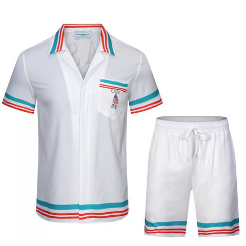Casablanca Teal & Red Trim Resort Set - White / Teal / Red