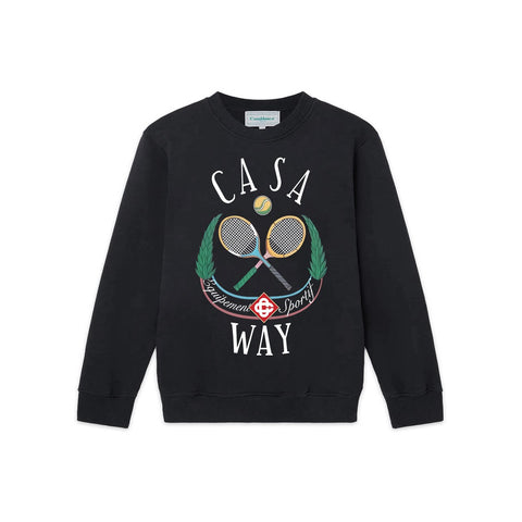 Casablanca Casa Way Tennis Racquet Graphic Sweatshirt - Black