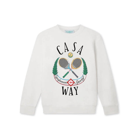 Casablanca Casa Way Tennis Racquet Graphic Sweatshirt - White