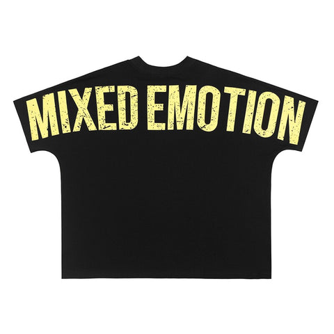 MIXED EMOTIO Distressed Eye Graphic Short Sleeve T‑Shirt Black