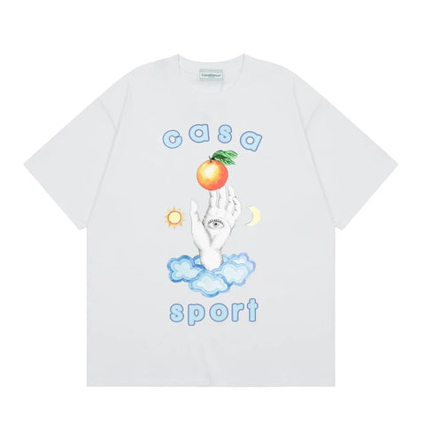 Casablanca Sport Hand & Orange Graphic T-Shirt - White