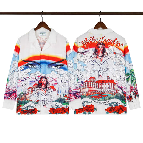 Casablanca Angelic Portrait & Villa Silk-Style Shirt - Multi