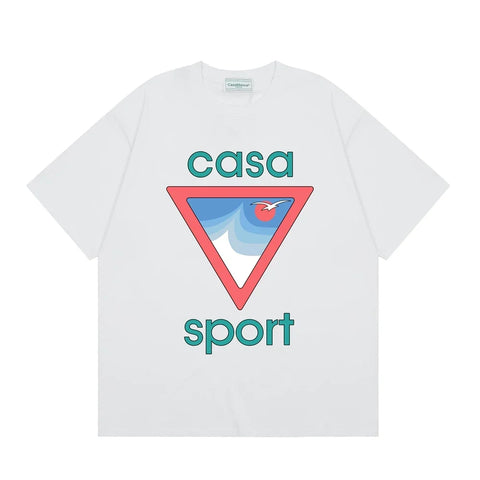 Casablanca Sport Red Triangle Horizon T-Shirt - White