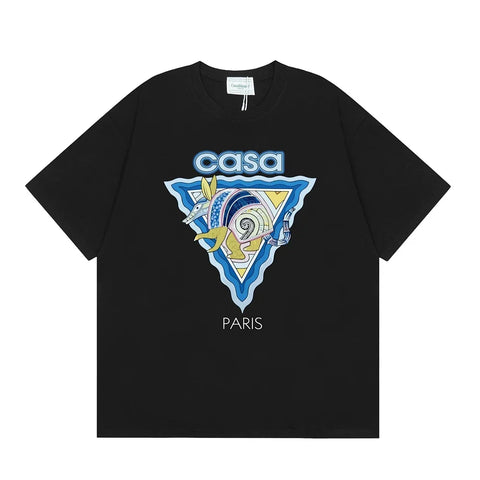 Casablanca Paris Wave & Crocodile Graphic T-Shirt - Black