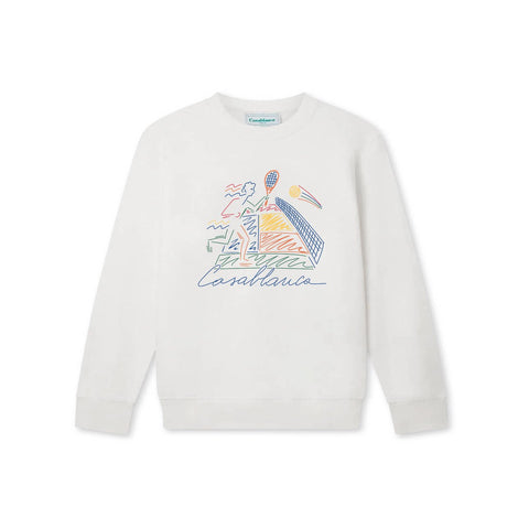 Casablanca Abstract Court Line-Art Sweatshirt - White