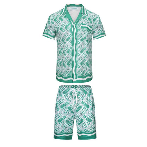 Casablanca Green Architectural Line-Art Set - Green / White
