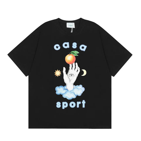 Casablanca Sport Hand & Orange Graphic T-Shirt - Black