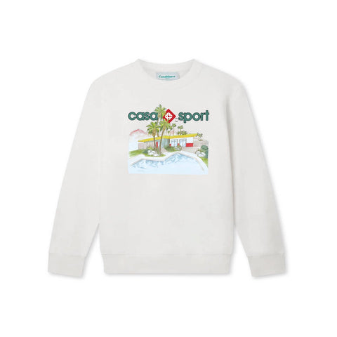 Casablanca Casa Sport Swimming Pool Graphic Sweatshirt - White
