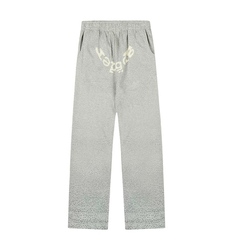 Sp5der Rhinestone Letter Graphic Grey Casual Sweatpants