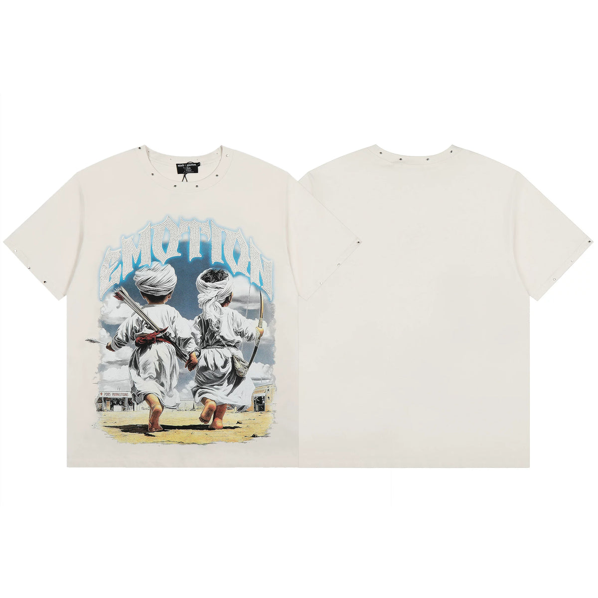 MIXED EMOTIO Desert Warrior Kids Graphic Off‑White Short‑Sleeve T‑Shirt