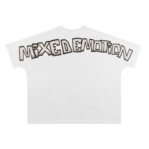 MIXED EMOTIO Cartoon Skull Crossbone Graphic Short Sleeve T‑Shirt White