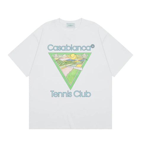 Casablanca Tennis Club Triangle Graphic T-Shirt - White