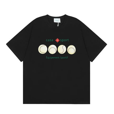 Casablanca Sport Tennis Ball Row T-Shirt - Black