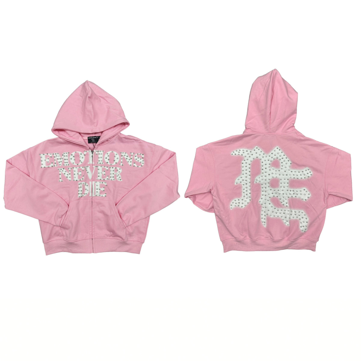 MIXED EMOTIO Emotions Never Die Full Zip‑Up Hoodie Pink