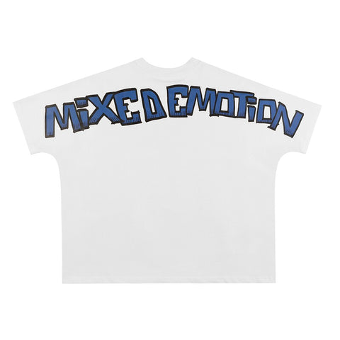 MIXED EMOTIO Blue Frankenstein Monster Graphic Short Sleeve T‑Shirt White