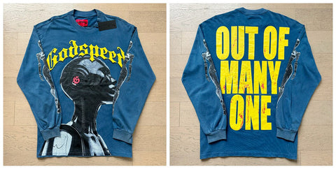 Godspeed "Out of Many, One" Vintage-Wash Blue Long Sleeve Tee