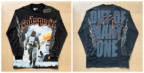 Godspeed "Out of Many, One" Explosion Graphic Vintage-Wash Long Sleeve Tee