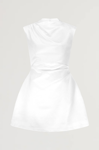 Satin Straight Neck Mini Dress