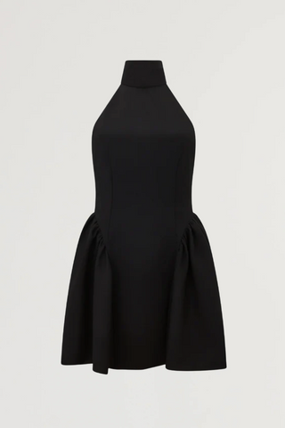 Tie Neck Gathered Detail Mini Dress