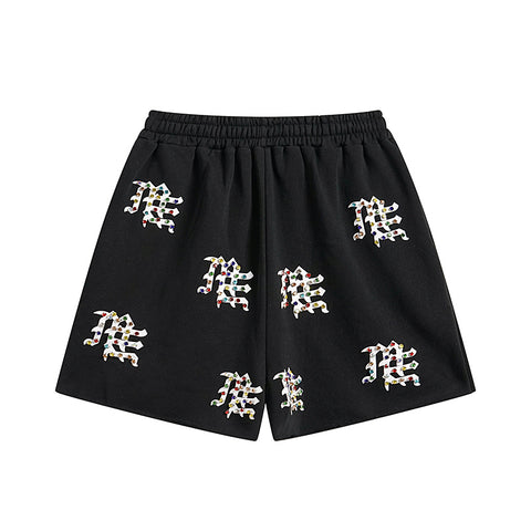 MIXED EMOTIO Multi‑Color Rhinestone Character Graphic Sweat Shorts