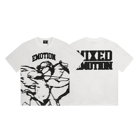MIXED EMOTIO Emotion Cupid Angel Graphic Short Sleeve T‑Shirt