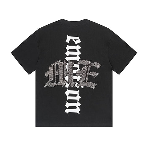 MIXED EMOTIO Alien Beach Vacation Black Graphic Short Sleeve T‑Shirt