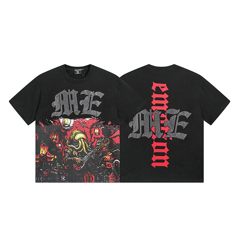 MIXED EMOTIO Octopus Rock Band Graphic Short Sleeve T‑Shirt