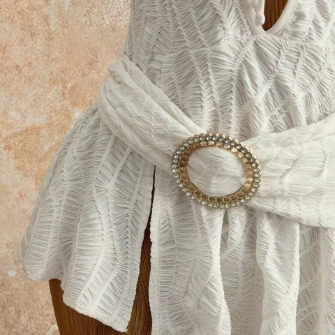 White Textured Halter Cutout Mini Dress