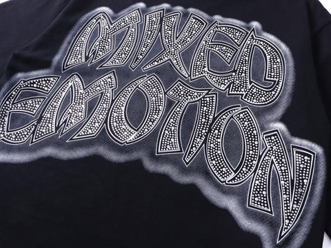 MIXED EMOTIO Rock Band Cherub Rhinestone Print Long‑Sleeve T‑Shirt