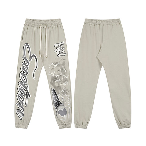MIXED EMOTIO Graffiti Heart Angel Graphic Blue Jogger Sweatpants