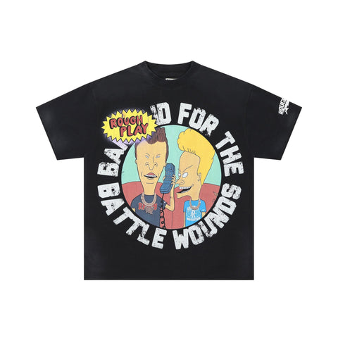 RoughPlay Cartoon Character Graphic Distressed Tee