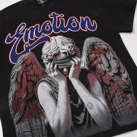MIXED EMOTIO Life Emotion Cherub Riding Horse Black Short Sleeve T‑Shirt