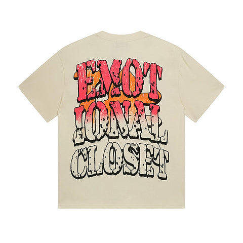MIXED EMOTIO Emotion Skeleton Cowboy UFO Cream Short Sleeve T‑Shirt